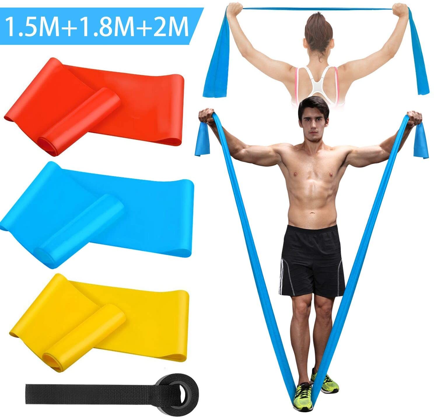 Sports Equipment For Schools - Bandas Elasticas Fitness, 3 Piezas 1.5M/1.8M/2.0M